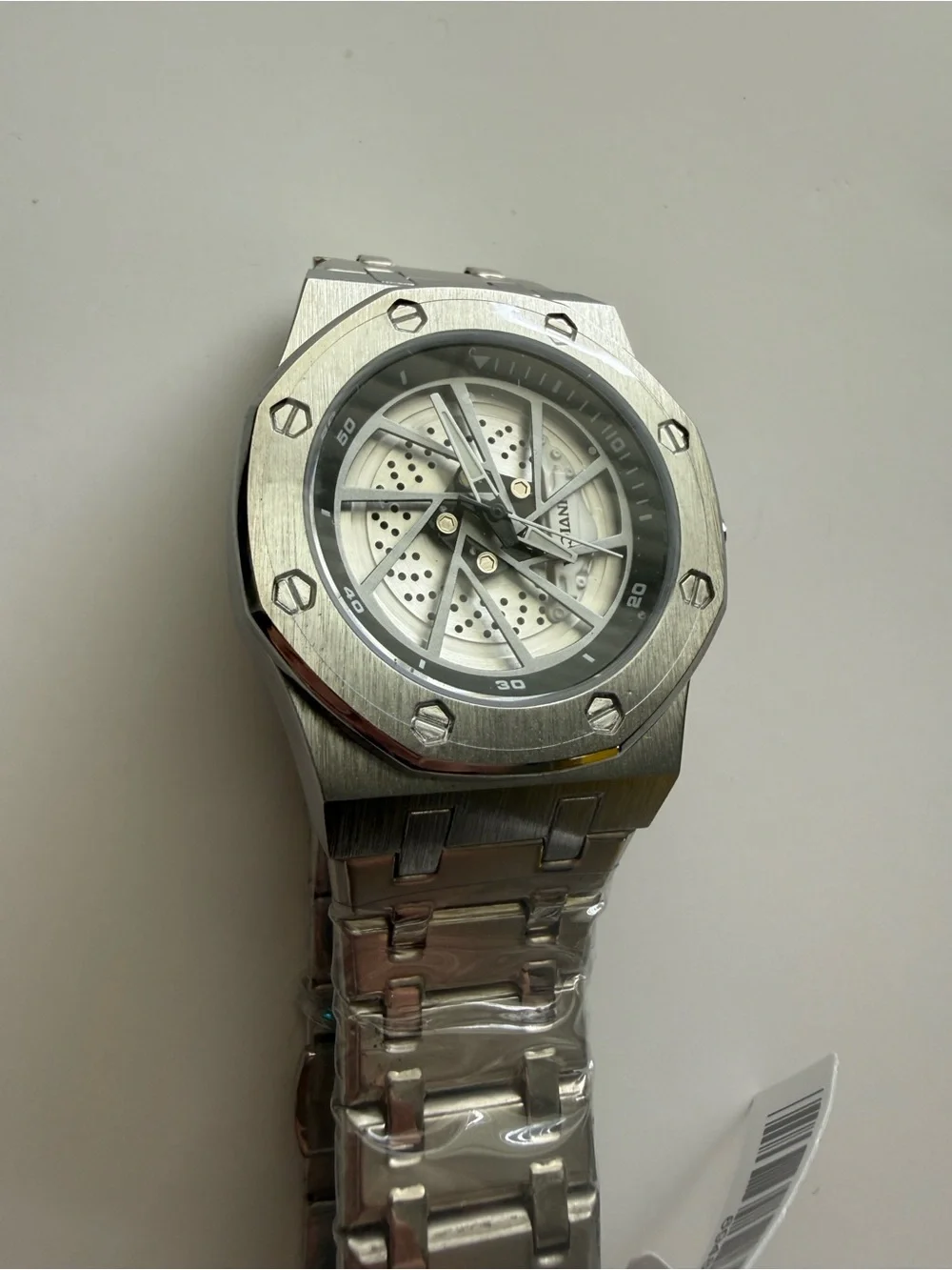 NEW Invicta Speedway Rim 69486 Men’s 42mm Silver Skeleton Stainless Steel Watch